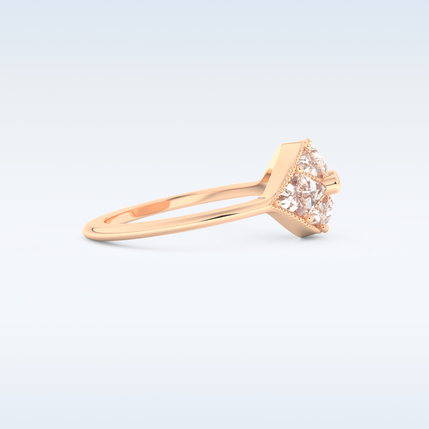 Cluster Wedding Band with 1.51 CT Triangle & Baguette Straight  Cut Moissanite