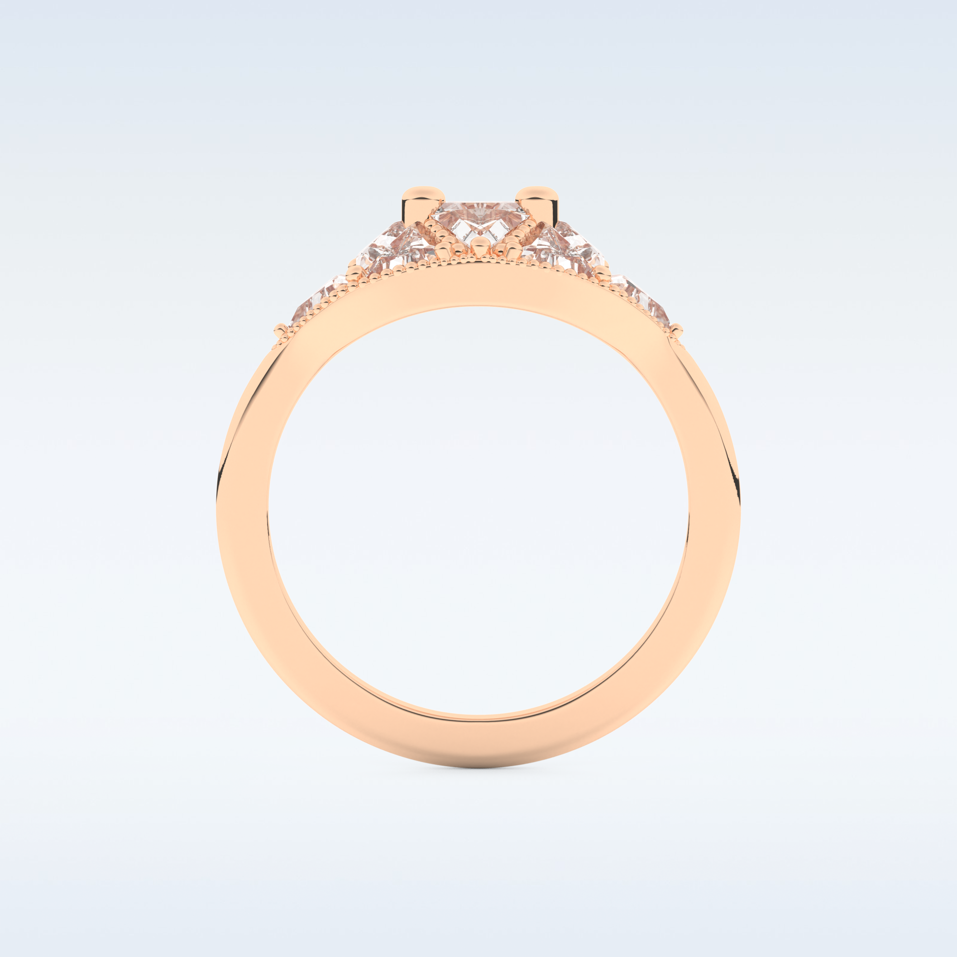 Cluster Wedding Band with 1.51 CT Triangle & Baguette Straight  Cut Moissanite