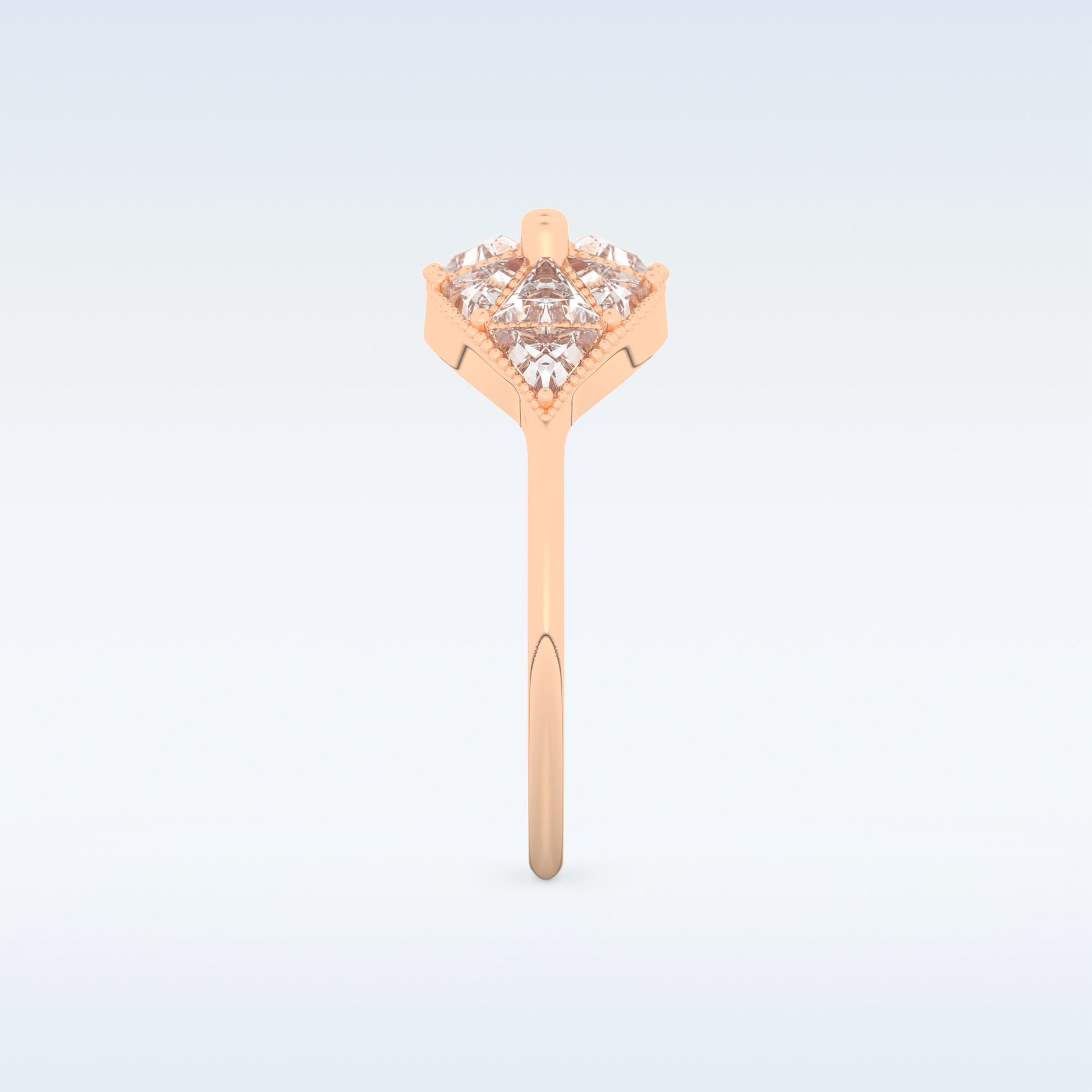 Cluster Wedding Band with 1.51 CT Triangle & Baguette Straight  Cut Moissanite