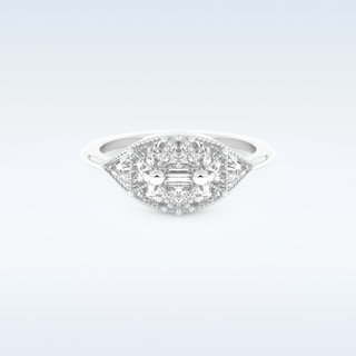 Cluster Wedding Band with 1.51 CT Triangle & Baguette Straight  Cut Moissanite