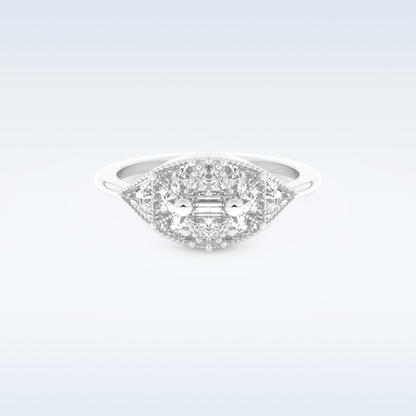 Cluster Wedding Band with 1.51 CT Triangle & Baguette Straight  Cut Moissanite