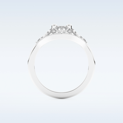 Cluster Wedding Band with 1.51 CT Triangle & Baguette Straight  Cut Moissanite