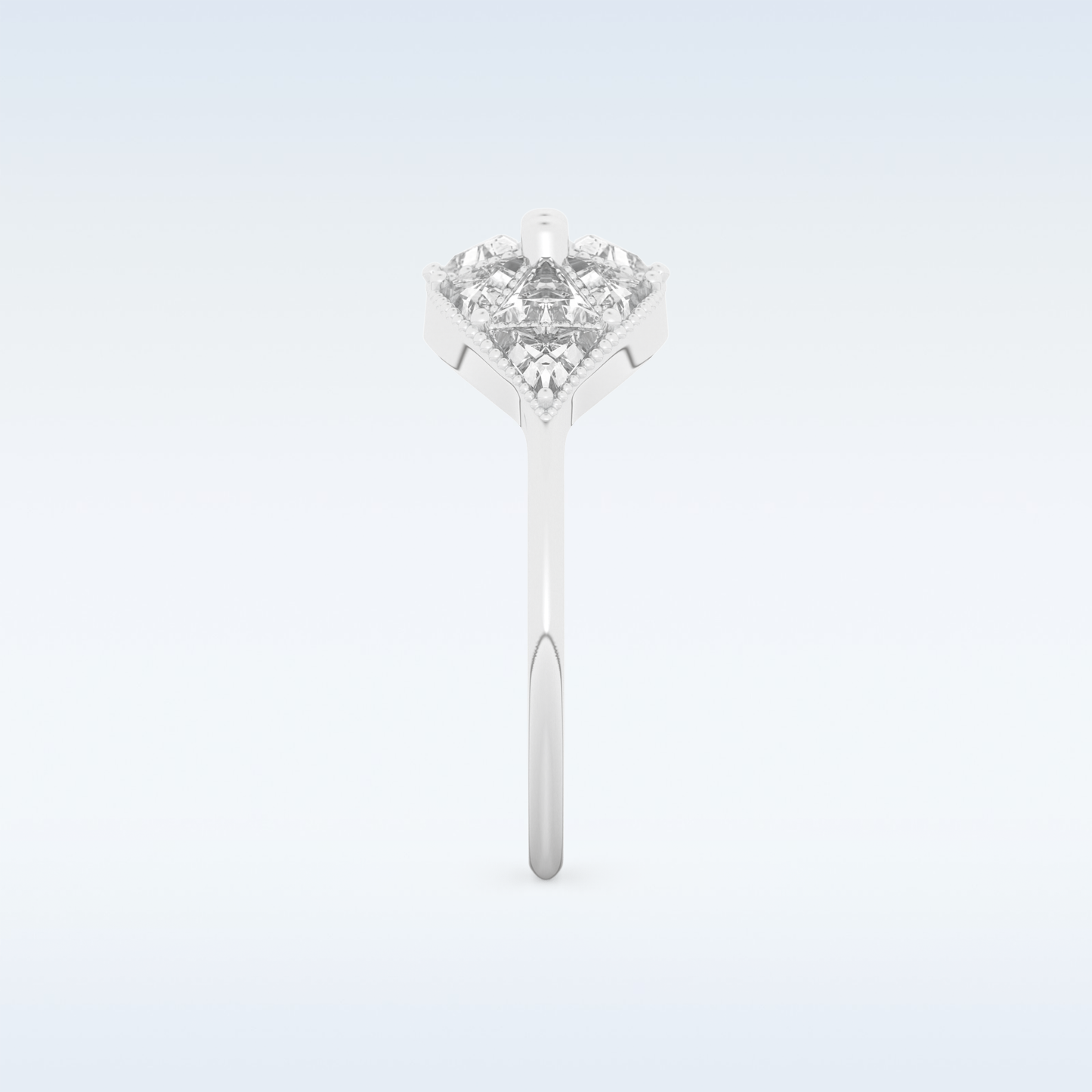 Cluster Wedding Band with 1.51 CT Triangle & Baguette Straight  Cut Moissanite