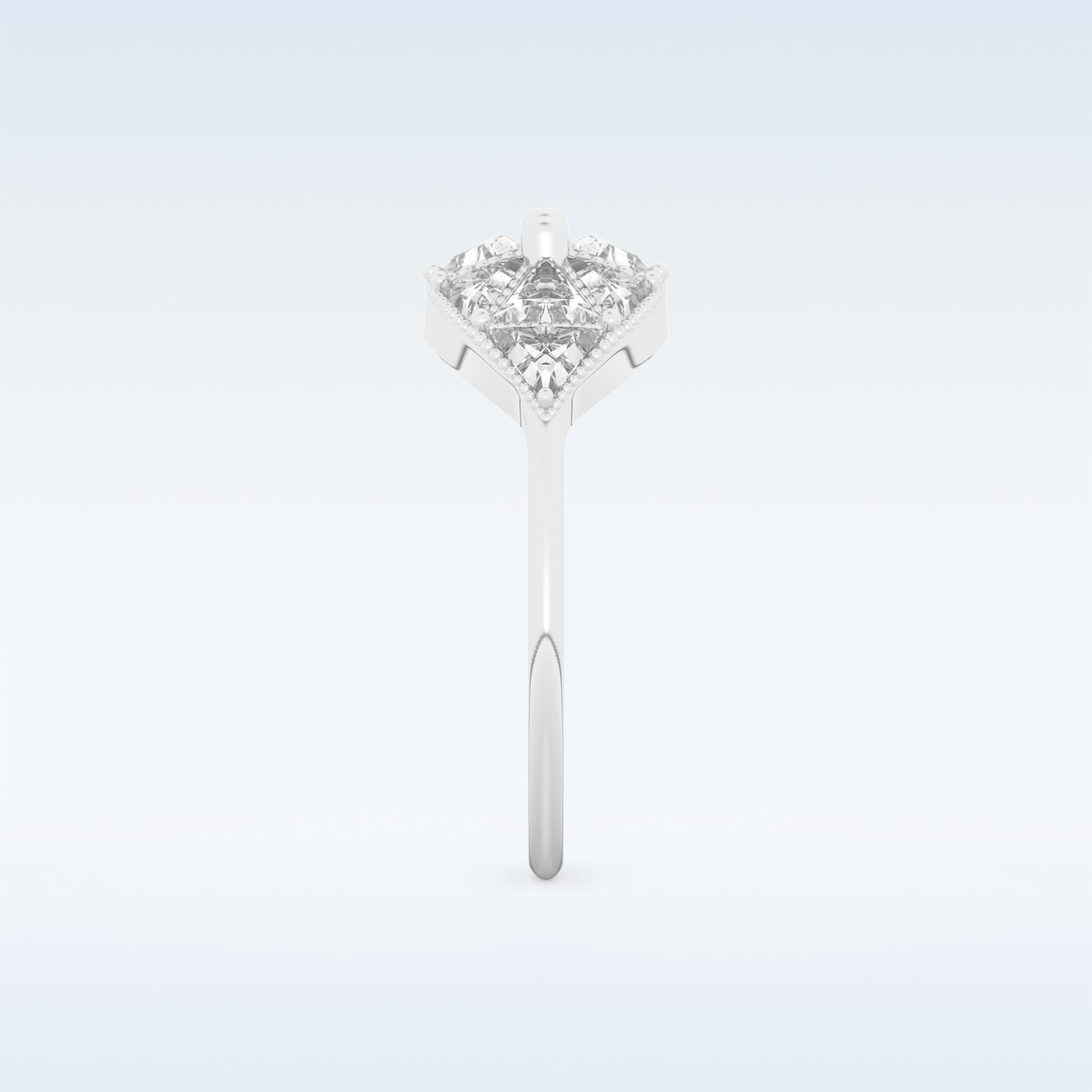 Cluster Wedding Band with 1.51 CT Triangle & Baguette Straight  Cut Moissanite