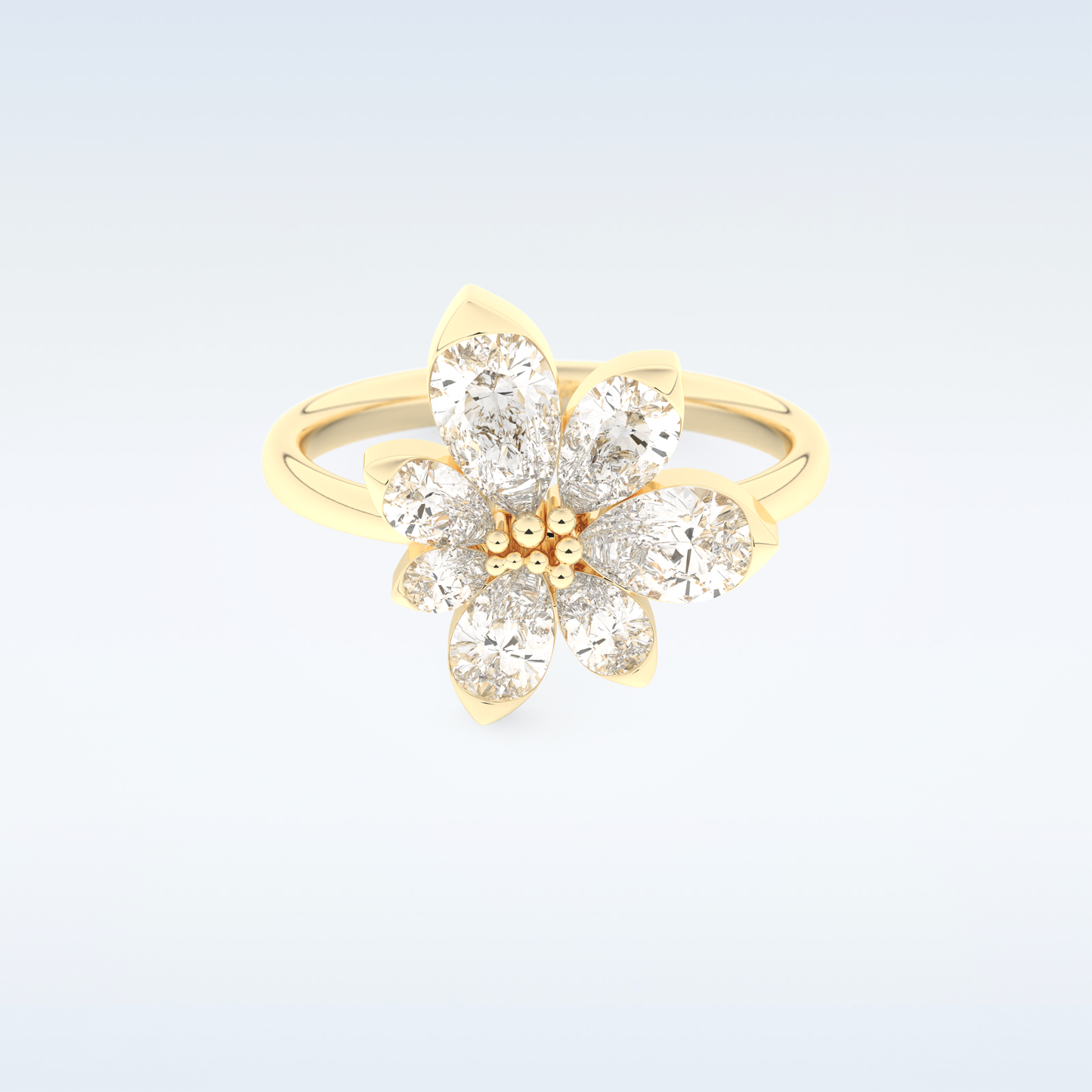 Floral Style Wedding Band with 1.57 CT Pear Cut Moissanite