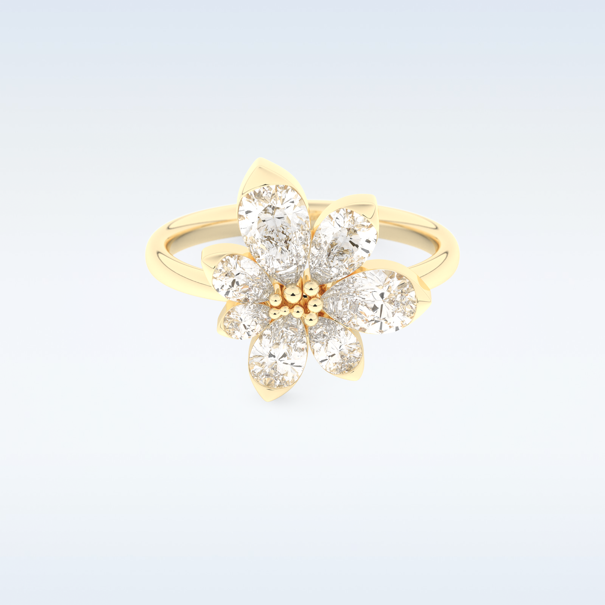 Floral Style Wedding Band with 1.57 CT Pear Cut Moissanite