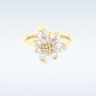 Floral Style Wedding Band with 1.57 CT Pear Cut Moissanite