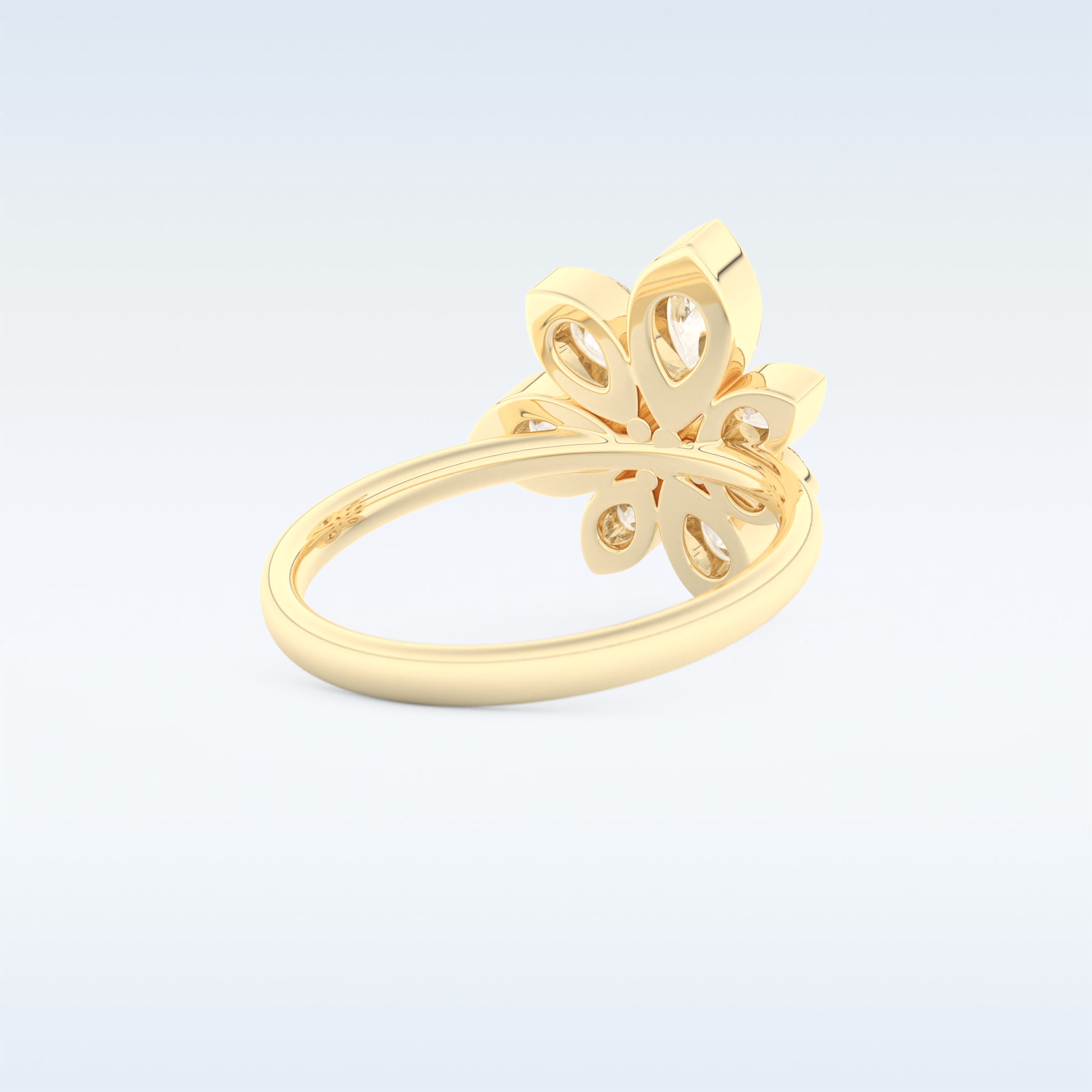 Floral Style Wedding Band with 1.57 CT Pear Cut Moissanite