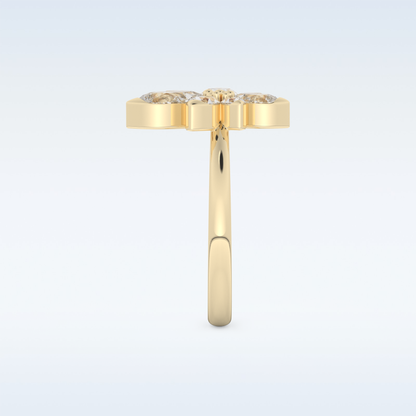 Floral Style Wedding Band with 1.57 CT Pear Cut Moissanite