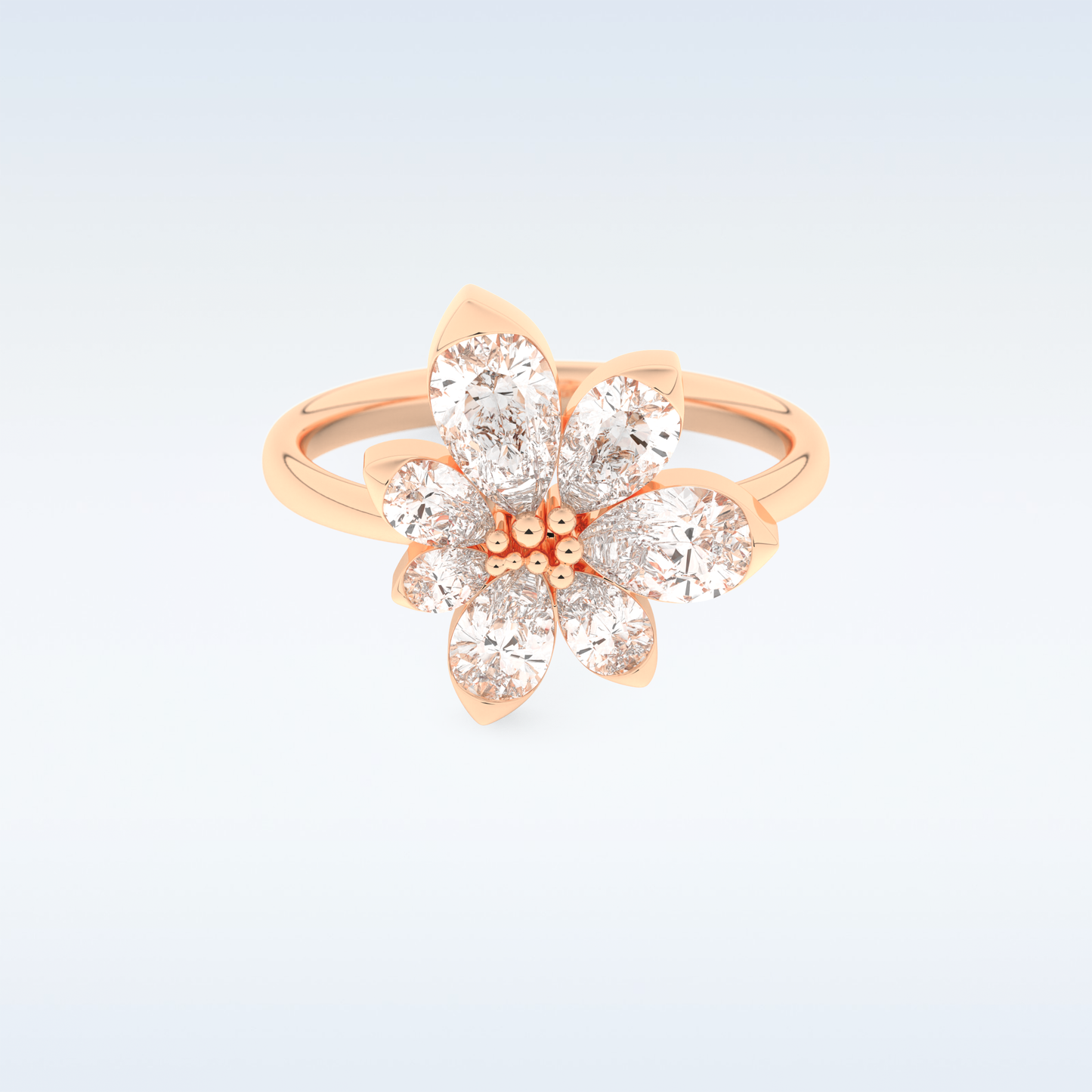 Floral Style Wedding Band with 1.57 CT Pear Cut Moissanite