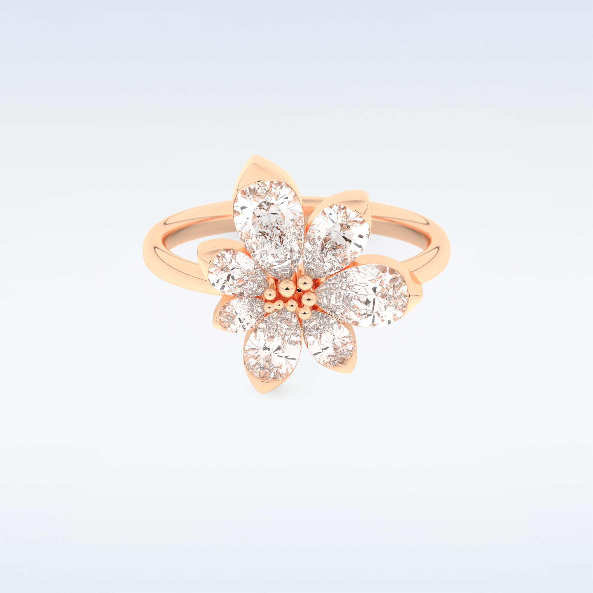 Floral Style Wedding Band with 1.57 CT Pear Cut Moissanite