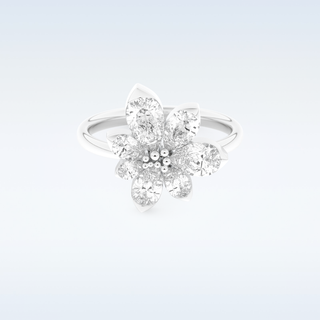 Floral Style Wedding Band with 1.57 CT Pear Cut Moissanite