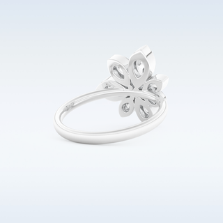 Floral Style Wedding Band with 1.57 CT Pear Cut Moissanite