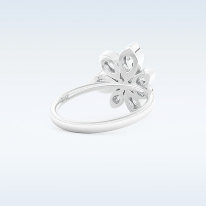 Floral Style Wedding Band with 1.57 CT Pear Cut Moissanite