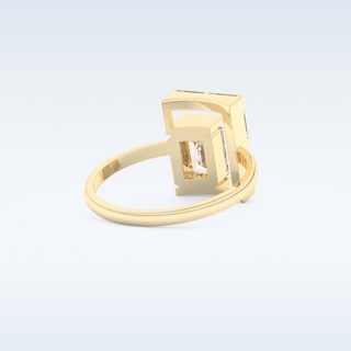 Geometric Wedding Band with 1.0 CT Round, Emerald & Baguette Cut Moissanite