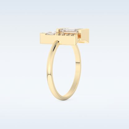 Geometric Wedding Band with 1.0 CT Round, Emerald & Baguette Cut Moissanite