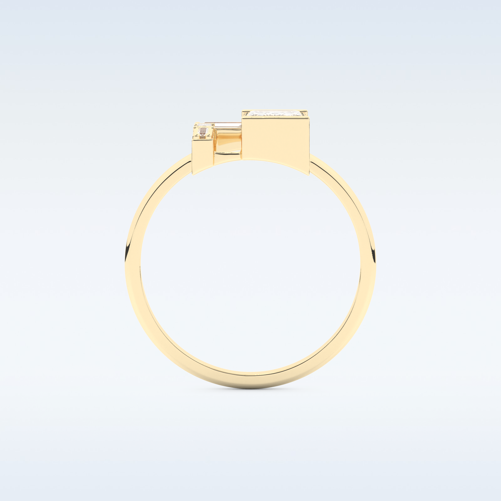 Geometric Wedding Band with 1.0 CT Round, Emerald & Baguette Cut Moissanite