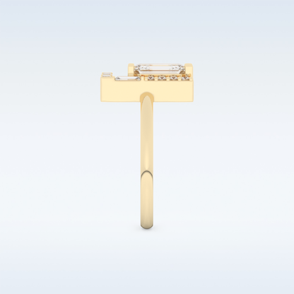 Geometric Wedding Band with 1.0 CT Round, Emerald & Baguette Cut Moissanite