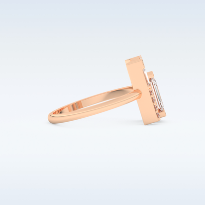 Geometric Wedding Band with 1.0 CT Round, Emerald & Baguette Cut Moissanite