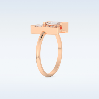 Geometric Wedding Band with 1.0 CT Round, Emerald & Baguette Cut Moissanite