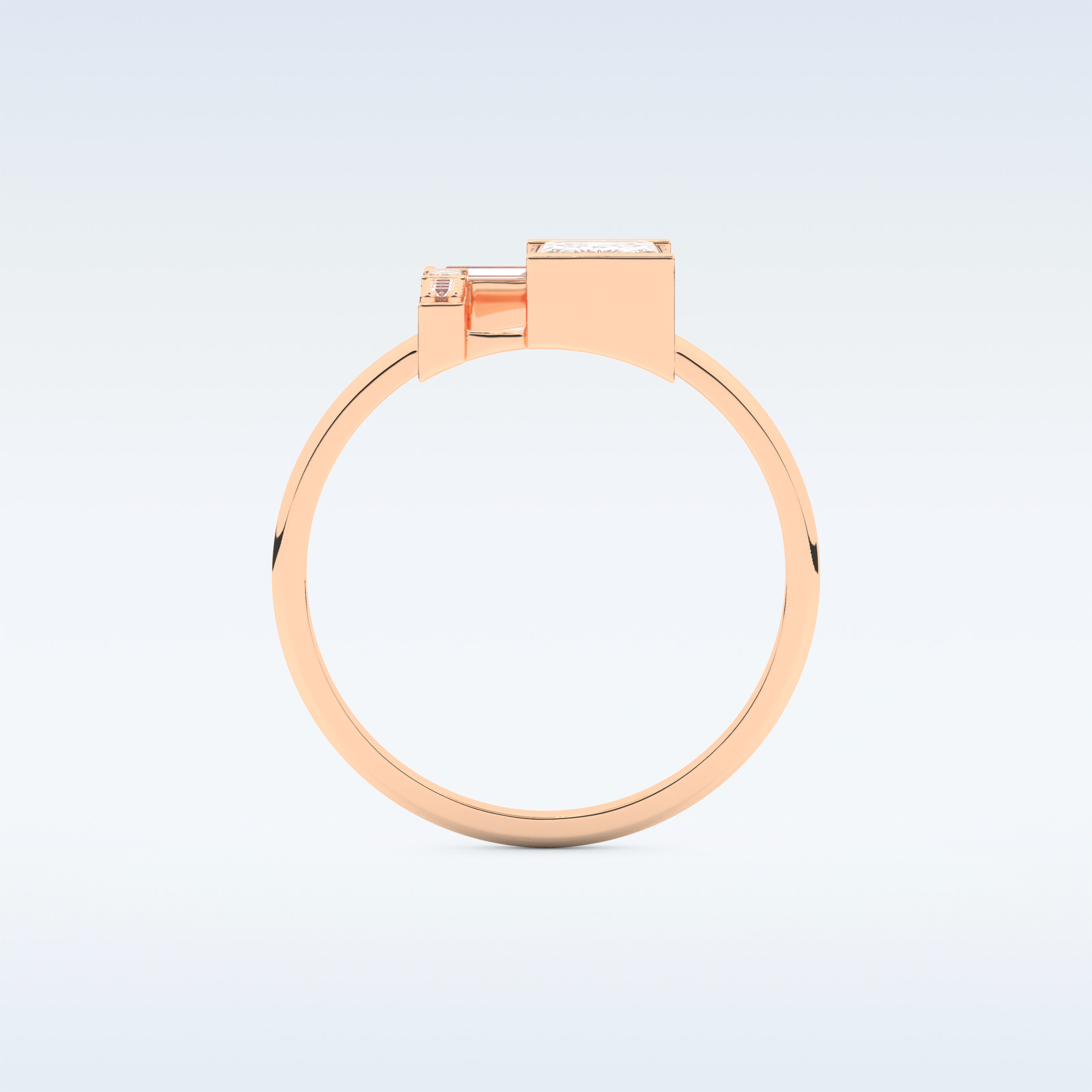 Geometric Wedding Band with 1.0 CT Round, Emerald & Baguette Cut Moissanite