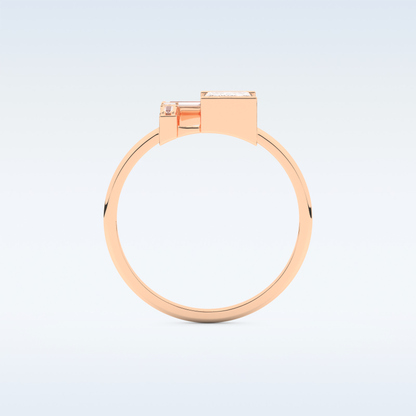 Geometric Wedding Band with 1.0 CT Round, Emerald & Baguette Cut Moissanite