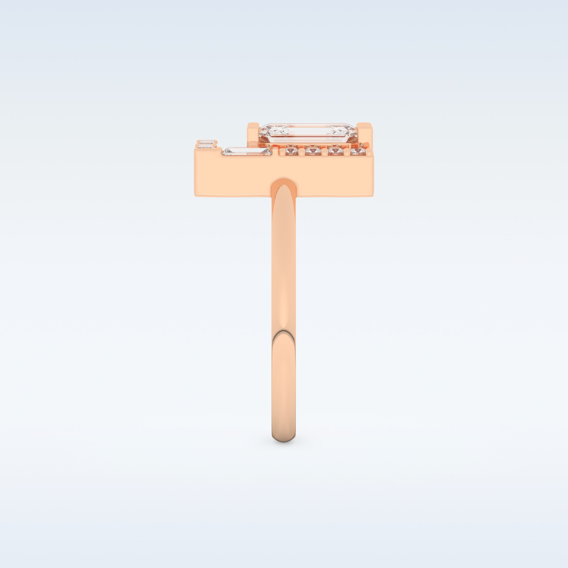 Geometric Wedding Band with 1.0 CT Round, Emerald & Baguette Cut Moissanite