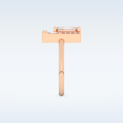 Geometric Wedding Band with 1.0 CT Round, Emerald & Baguette Cut Moissanite