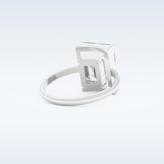 Geometric Wedding Band with 1.0 CT Round, Emerald & Baguette Cut Moissanite