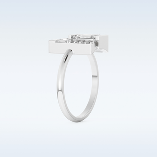 Geometric Wedding Band with 1.0 CT Round, Emerald & Baguette Cut Moissanite