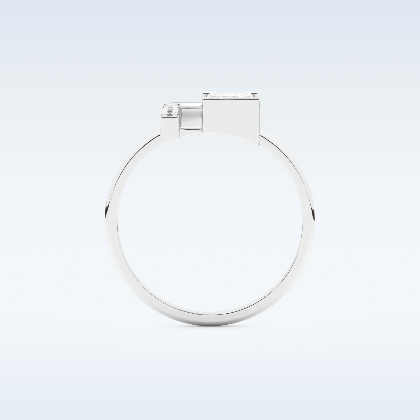 Geometric Wedding Band with 1.0 CT Round, Emerald & Baguette Cut Moissanite