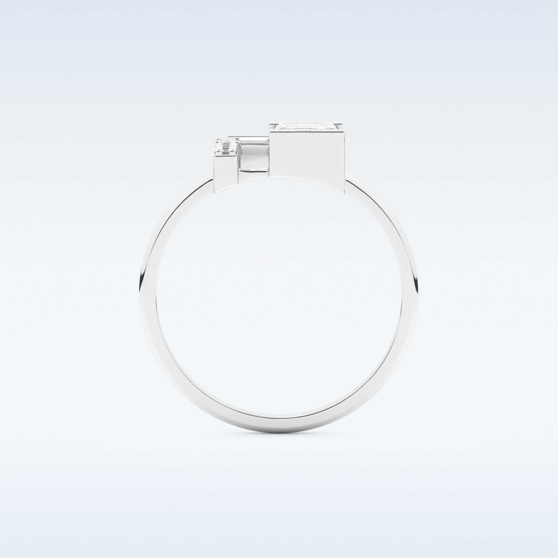 Geometric Wedding Band with 1.0 CT Round, Emerald & Baguette Cut Moissanite