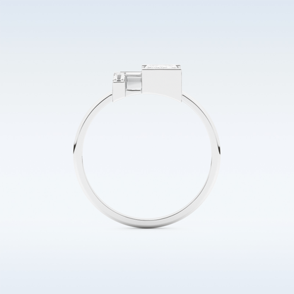 Geometric Wedding Band with 1.0 CT Round, Emerald & Baguette Cut Moissanite