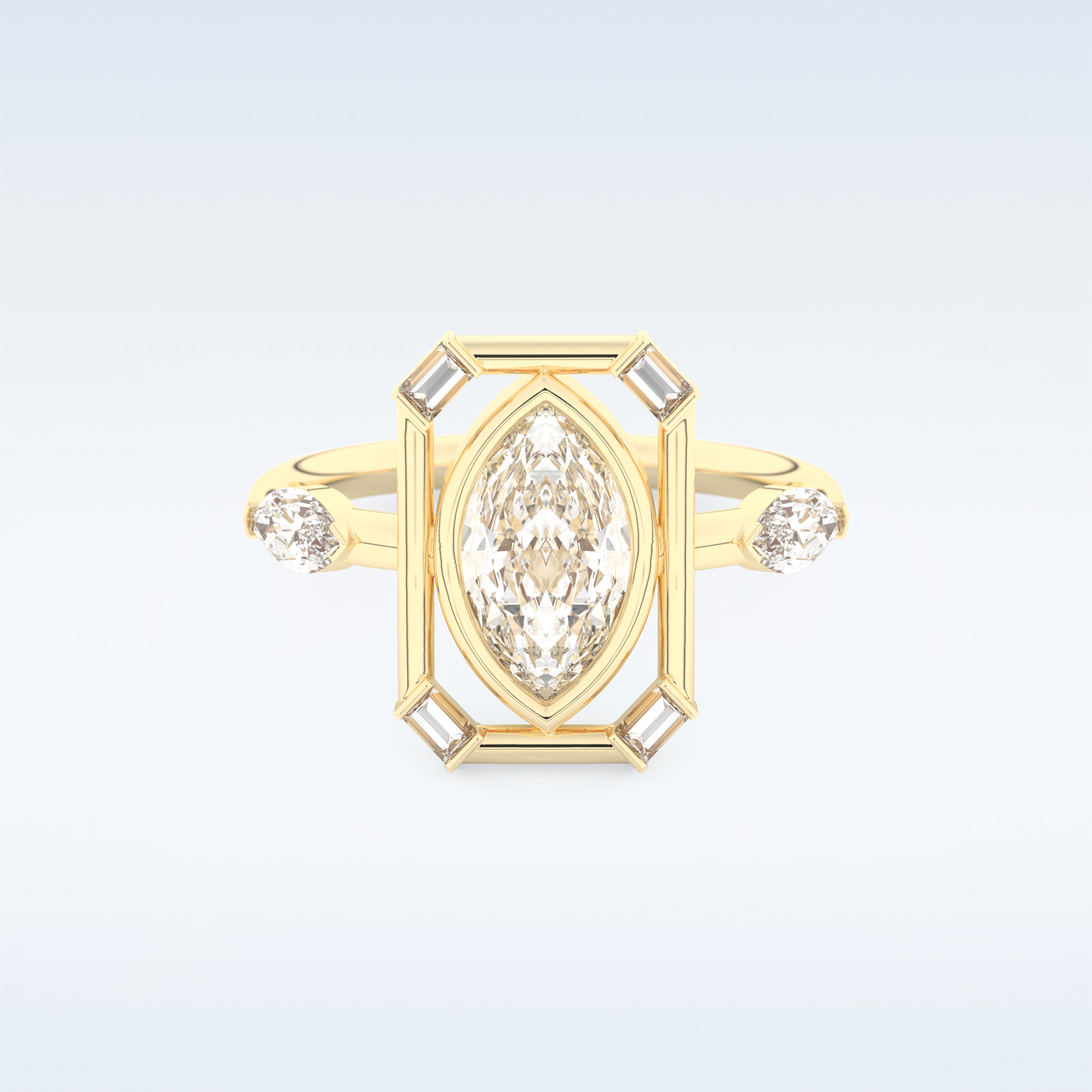 0.88 CT Bezel & Dainty Engagement Ring Featuring Marquise Moissanite