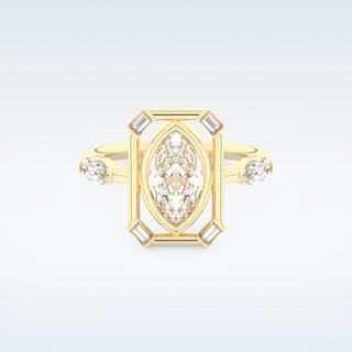 0.88 CT Bezel & Dainty Engagement Ring Featuring Marquise Moissanite