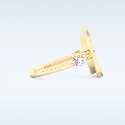 0.88 CT Bezel & Dainty Engagement Ring Featuring Marquise Moissanite