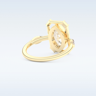 0.88 CT Bezel & Dainty Engagement Ring Featuring Marquise Moissanite