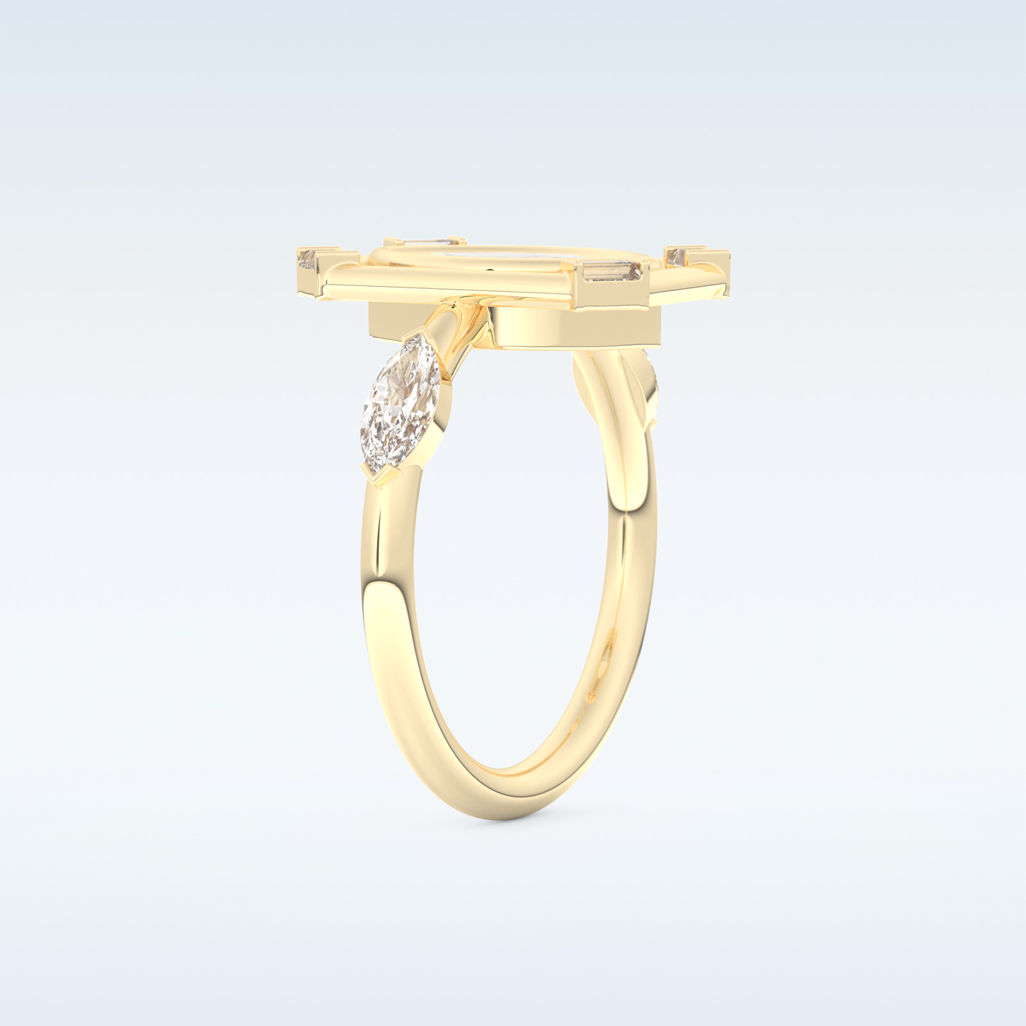 0.88 CT Bezel & Dainty Engagement Ring Featuring Marquise Moissanite