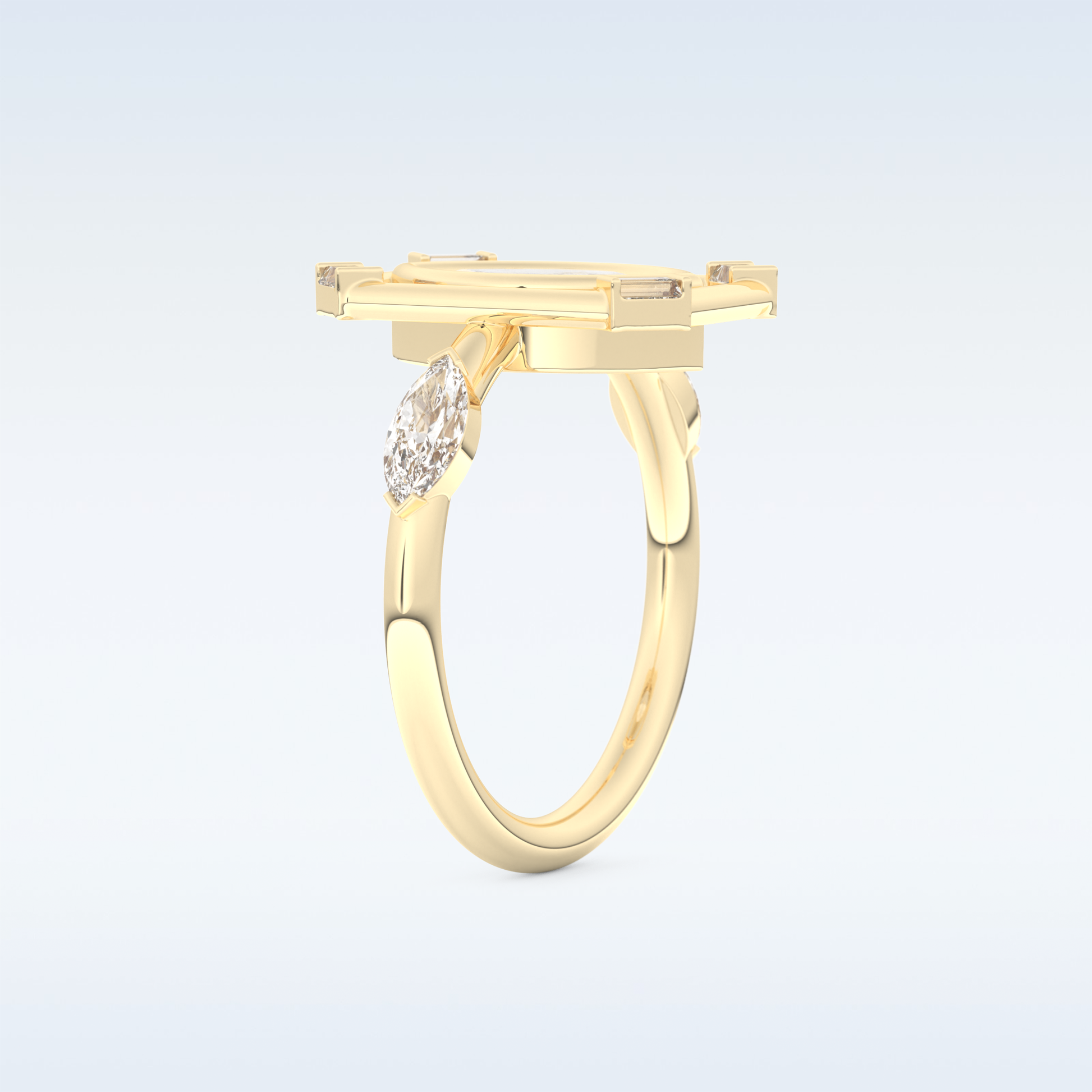 0.88 CT Bezel & Dainty Engagement Ring Featuring Marquise Moissanite