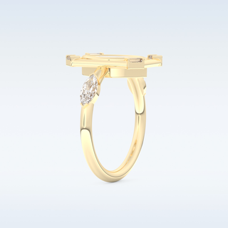 0.88 CT Bezel & Dainty Engagement Ring Featuring Marquise Moissanite