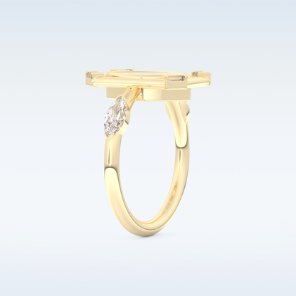 0.88 CT Bezel & Dainty Engagement Ring Featuring Marquise Moissanite