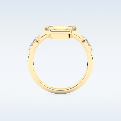 0.88 CT Bezel & Dainty Engagement Ring Featuring Marquise Moissanite