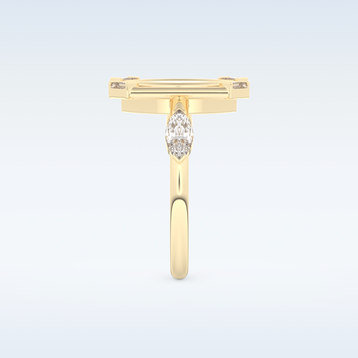 0.88 CT Bezel & Dainty Engagement Ring Featuring Marquise Moissanite