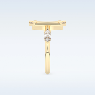 0.88 CT Bezel & Dainty Engagement Ring Featuring Marquise Moissanite