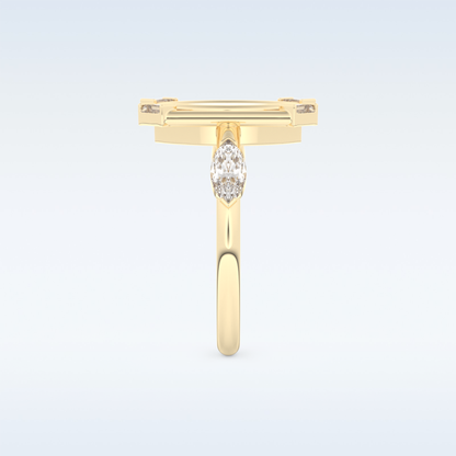 0.88 CT Bezel & Dainty Engagement Ring Featuring Marquise Moissanite