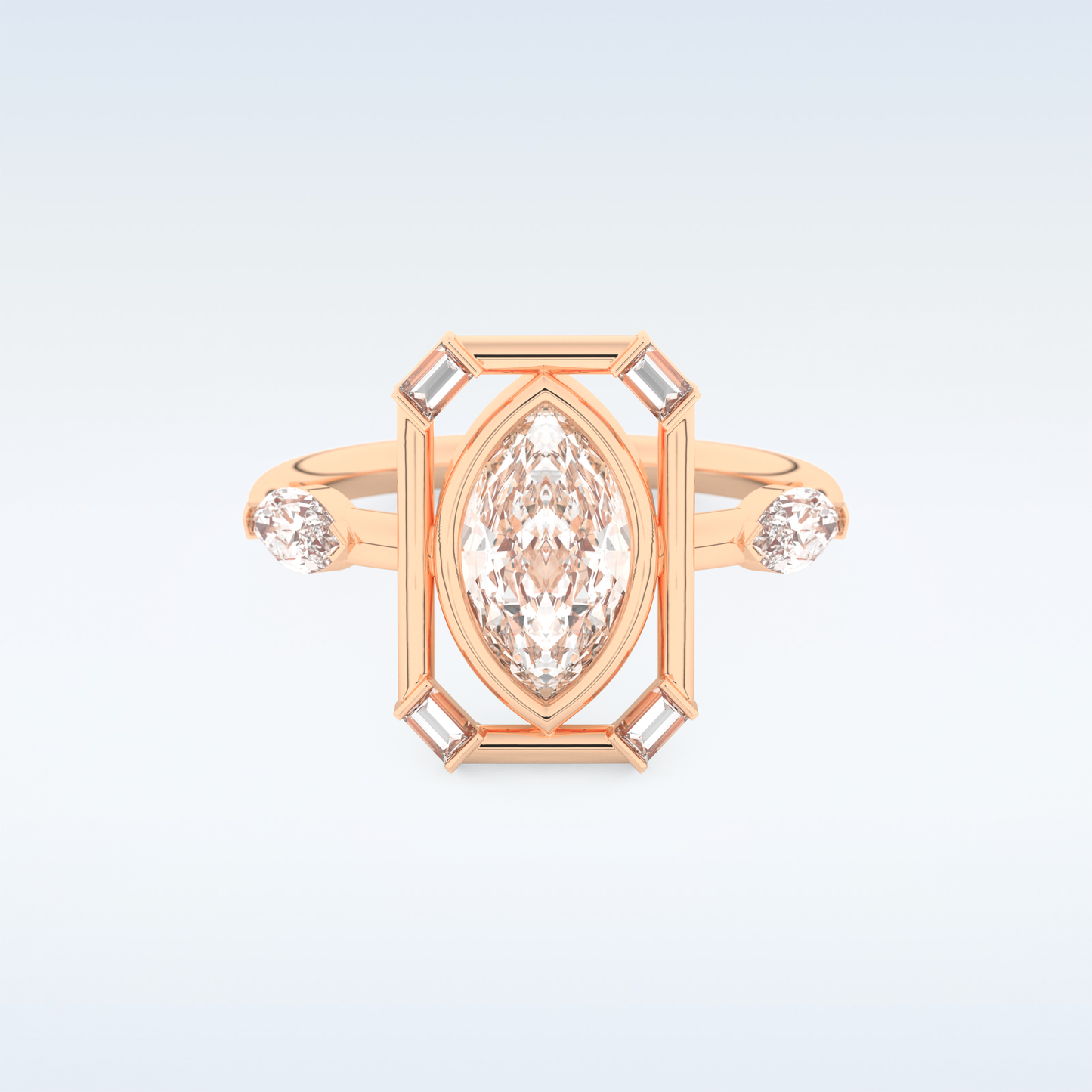 0.88 CT Bezel & Dainty Engagement Ring Featuring Marquise Moissanite