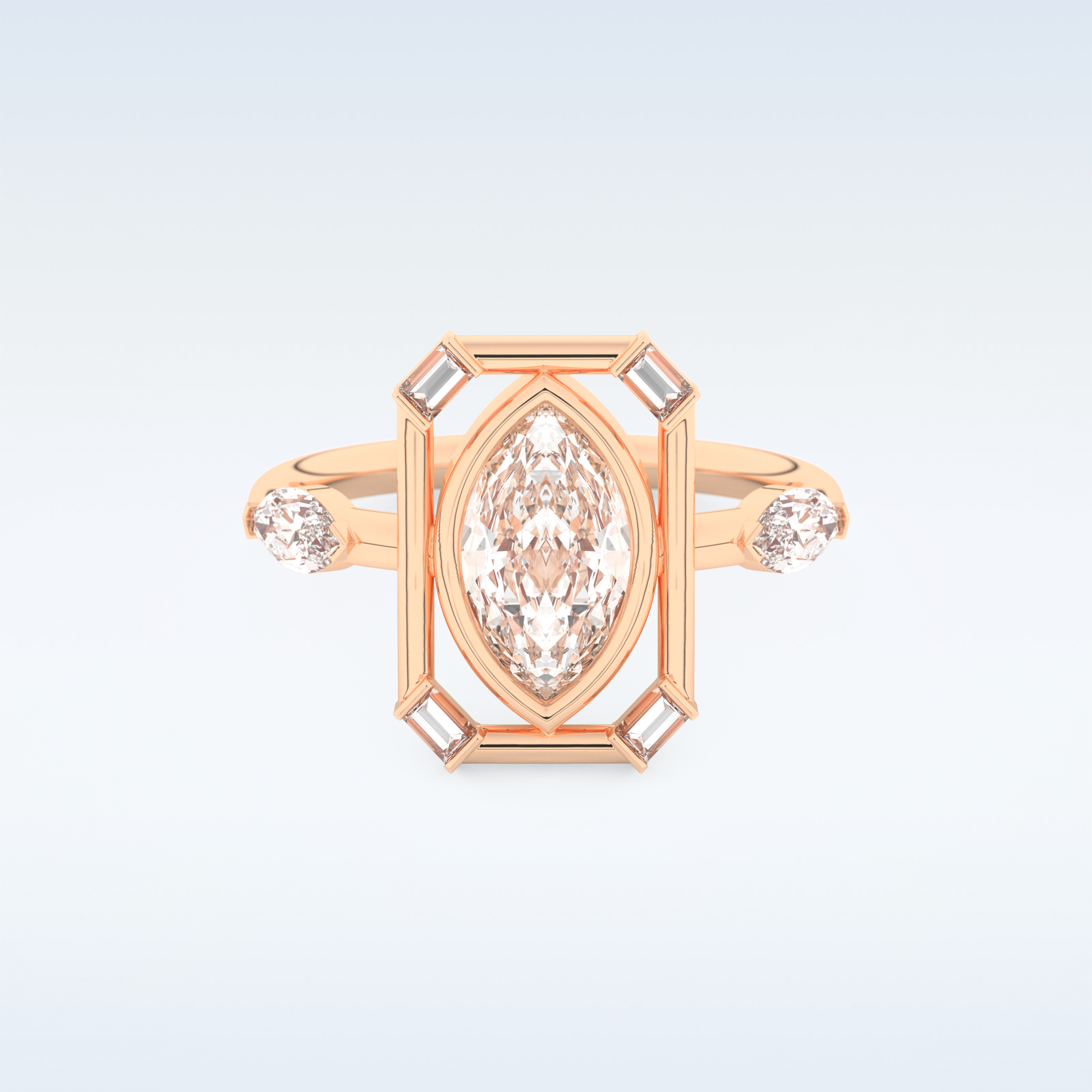 0.88 CT Bezel & Dainty Engagement Ring Featuring Marquise Moissanite