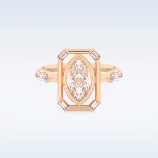 0.88 CT Bezel & Dainty Engagement Ring Featuring Marquise Moissanite