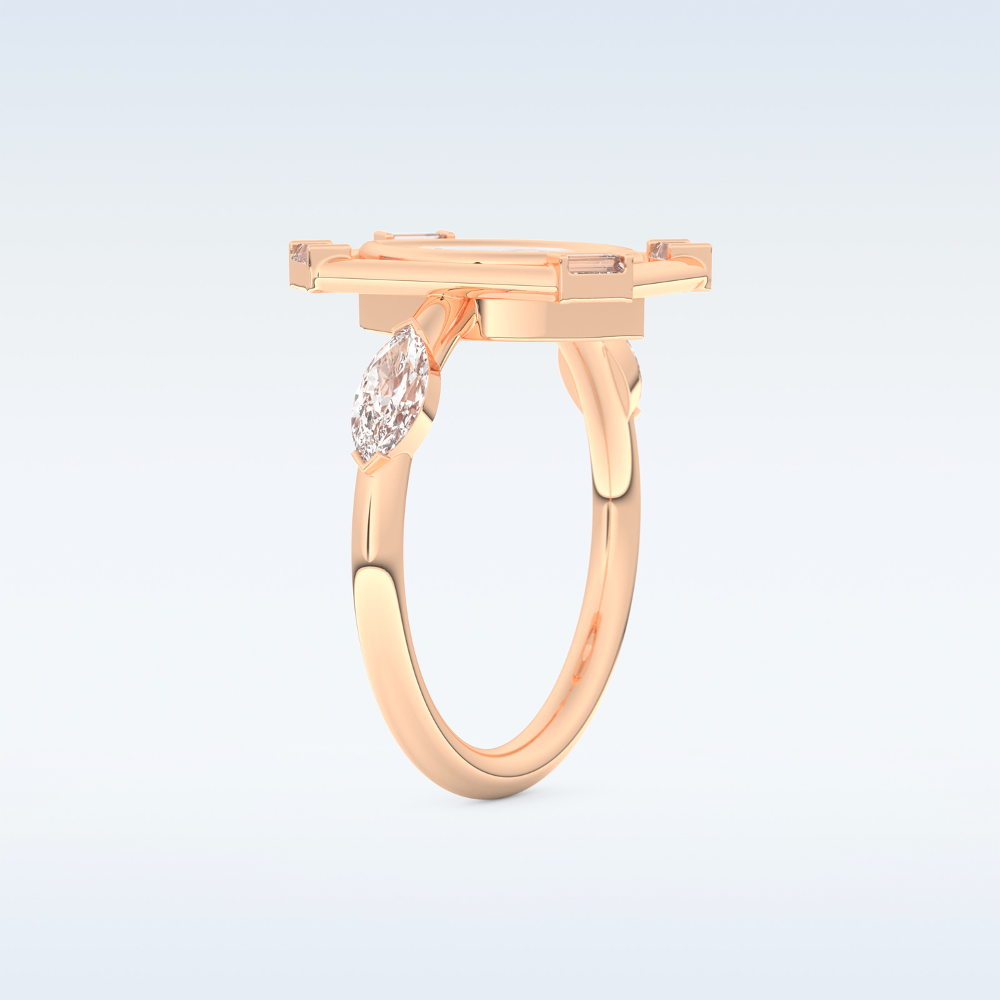 0.88 CT Bezel & Dainty Engagement Ring Featuring Marquise Moissanite