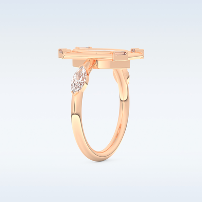 0.88 CT Bezel & Dainty Engagement Ring Featuring Marquise Moissanite